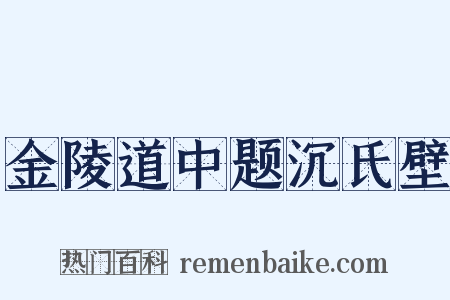 金陵道中题沉氏壁是什么意思的图片